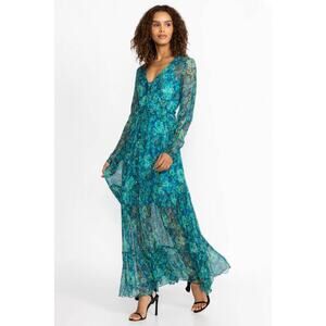 Johnny Was Raquel Silk Maxi Long Sleeves Dress Sz M